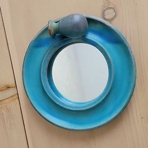Turquoise Southwestern Pottery Mirror Wall Hanging